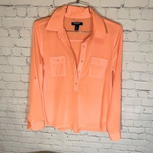 Old Navy neon melon silky blouse size small